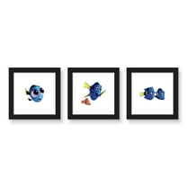Gallery Pops Disney Pixar Finding Dory - Family and Friends Wall Art Bundle (3-Pack), Black Framed Version, 12" x 12"