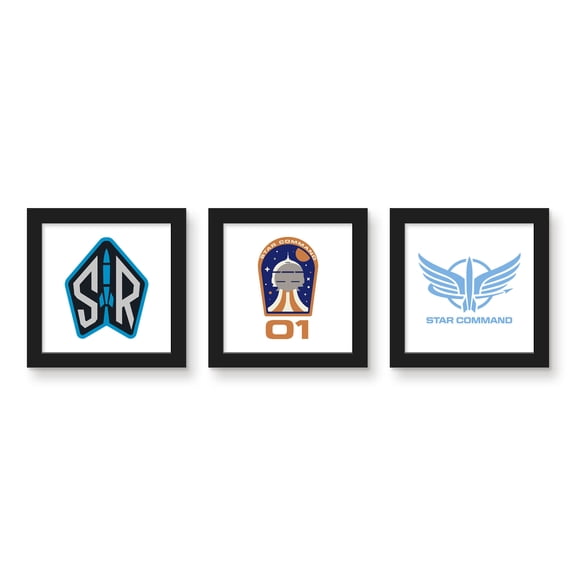 Gallery Pops Disney Pixar Lightyear - Space Ranger Patches Wall Art Bundle (3-Pack), Black Framed Version, 12" x 12"
