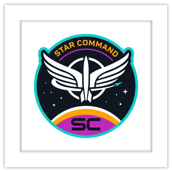 Gallery Pops Disney Pixar Lightyear - Star Command Neon Badge Wall Art, White Framed Version, 12" x 12"
