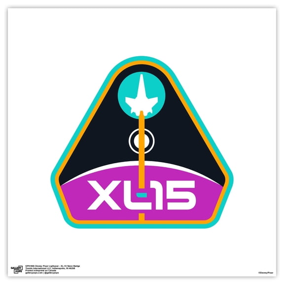 Gallery Pops Disney Pixar Lightyear - XL-15 Neon Badge Wall Art, Unframed Version, 12" x 12"