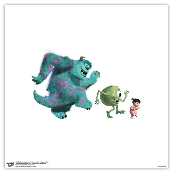 Gallery Pops Disney Pixar Monsters Inc. - Mike, Sully and Boo Wall Art, Unframed Version, 12" x 12"