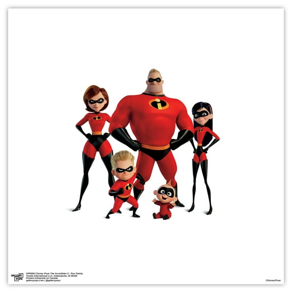 Gallery Pops Disney Pixar The Incredibles 2 - Parr Family Wall Art, Unframed Version, 12" x 12"