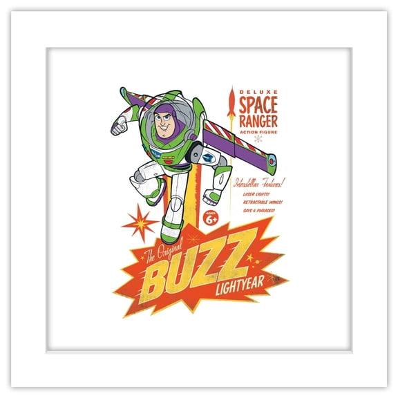 Gallery Pops Disney Pixar Toy Story - Buzz Lightyear Space Ranger Action Figure Wall Art, White Framed Version, 12" x 12"