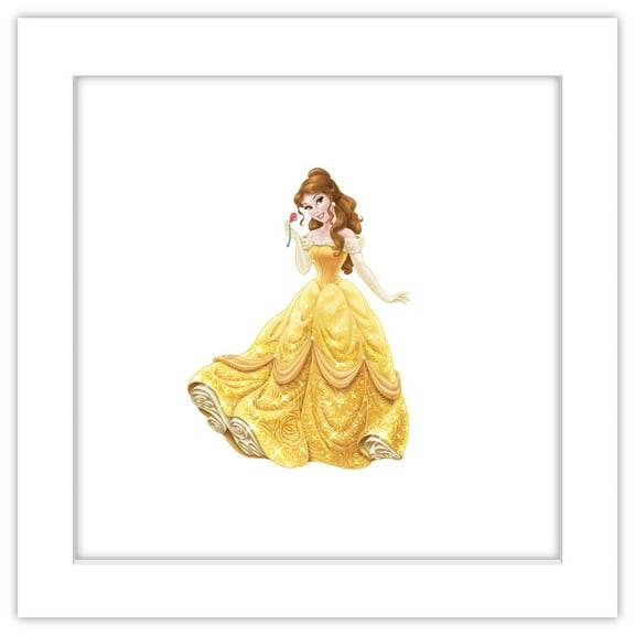 Gallery Pops Disney Princess - Belle Sparkle and Shine Wall Art, White Framed Version, 12" x 12"