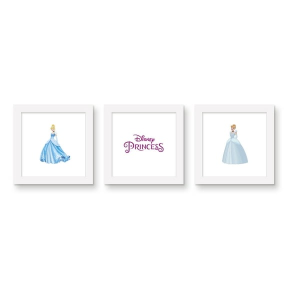 Gallery Pops Disney Princess - Cinderella Wall Art Bundle (3-Pack), White Framed Version, 12" x 12"