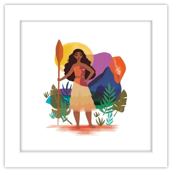 Gallery Pops Disney Princess - Moana Artist Series (Stacey Aoyama) Wall Art, White Framed Version, 12" x 12"