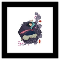 Gallery Pops Disney Princess - Mulan Artist Series (Rosana Iarusso) Wall Art, Black Framed Version, 12" x 12"