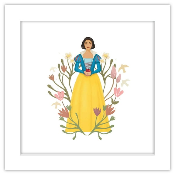 Gallery Pops Disney Snow White (Live Action) - Folk Art Floral Snow White Wall Art, White Framed Version, 12" x 12"