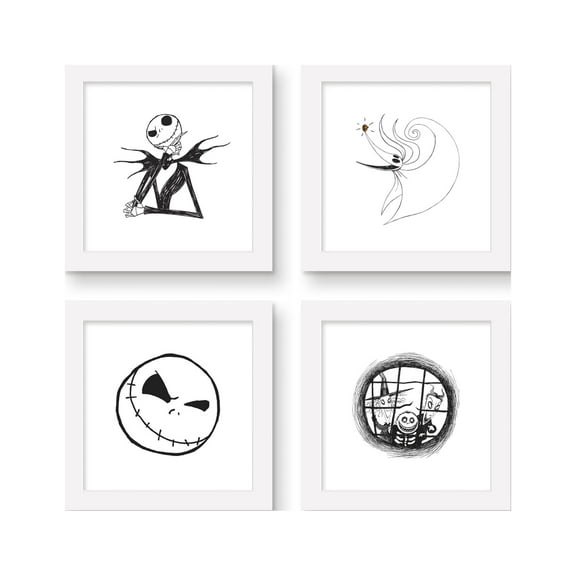Gallery Pops Disney The Nightmare Before Christmas Wall Art Bundle (4-Pack), White Framed Version, 12" x 12"