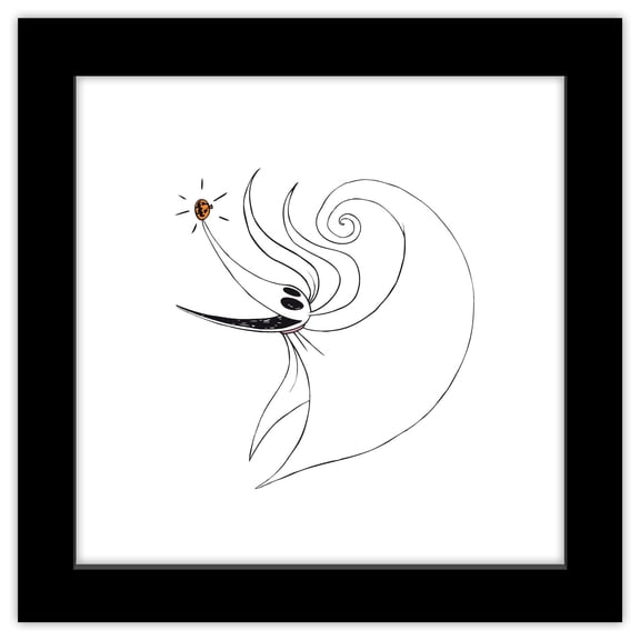 Gallery Pops Disney Tim Burton's The Nightmare Before Christmas - Zero Wall Art, Black Framed Version, 12" x 12"