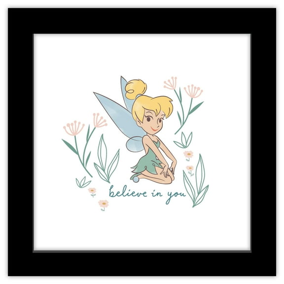 Gallery Pops Disney Tinker Bell - Believe In You Wall Art, Black Framed Version, 12" x 12"