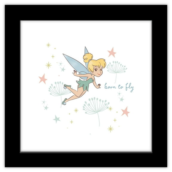 Gallery Pops Disney Tinker Bell - Born To Fly Wall Art, Black Framed Version, 12" x 12"