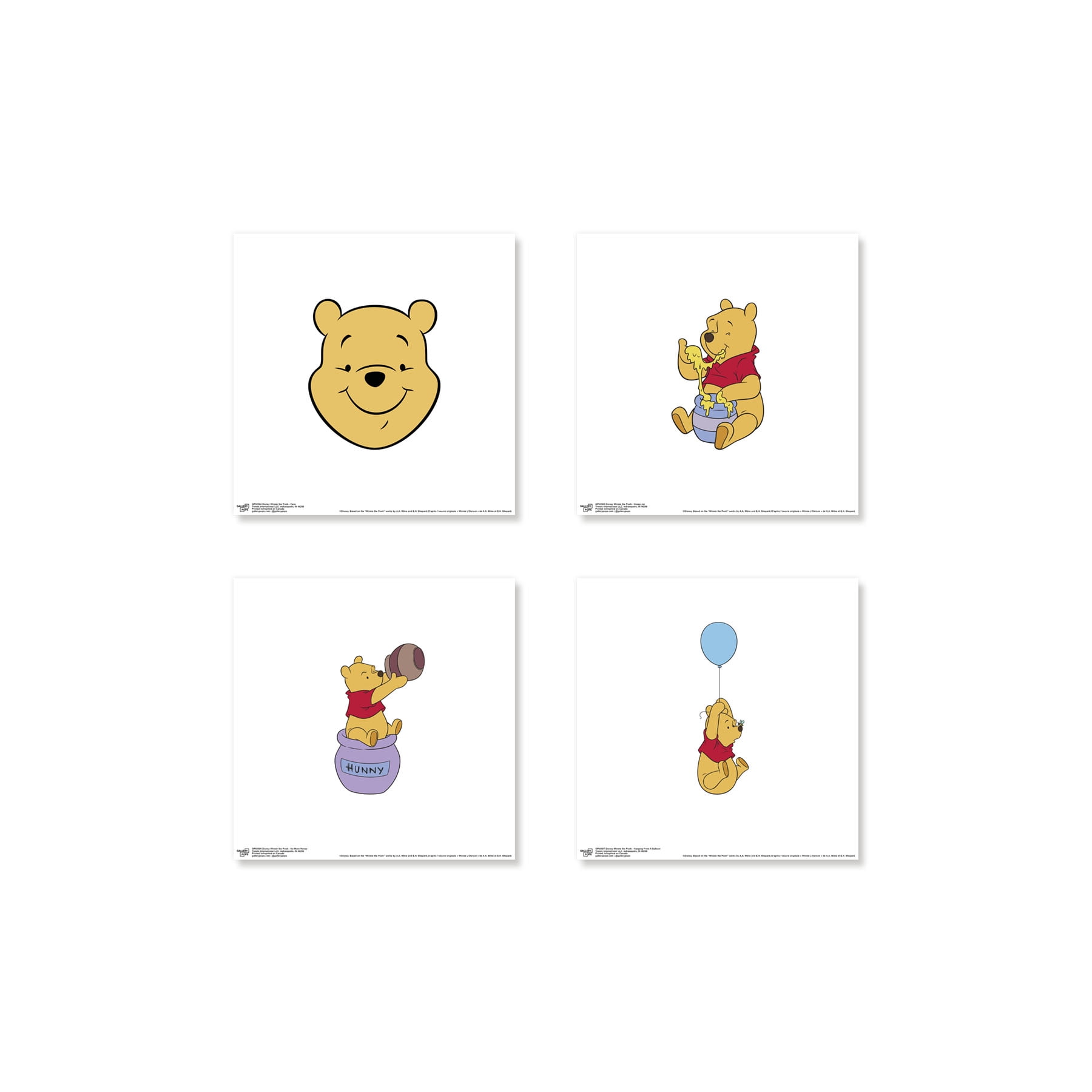 Gallery Pops Disney Winnie The Pooh - Classic Pooh Wall Art Bundle (4-Pack), Unframed Version, 12" x 12"