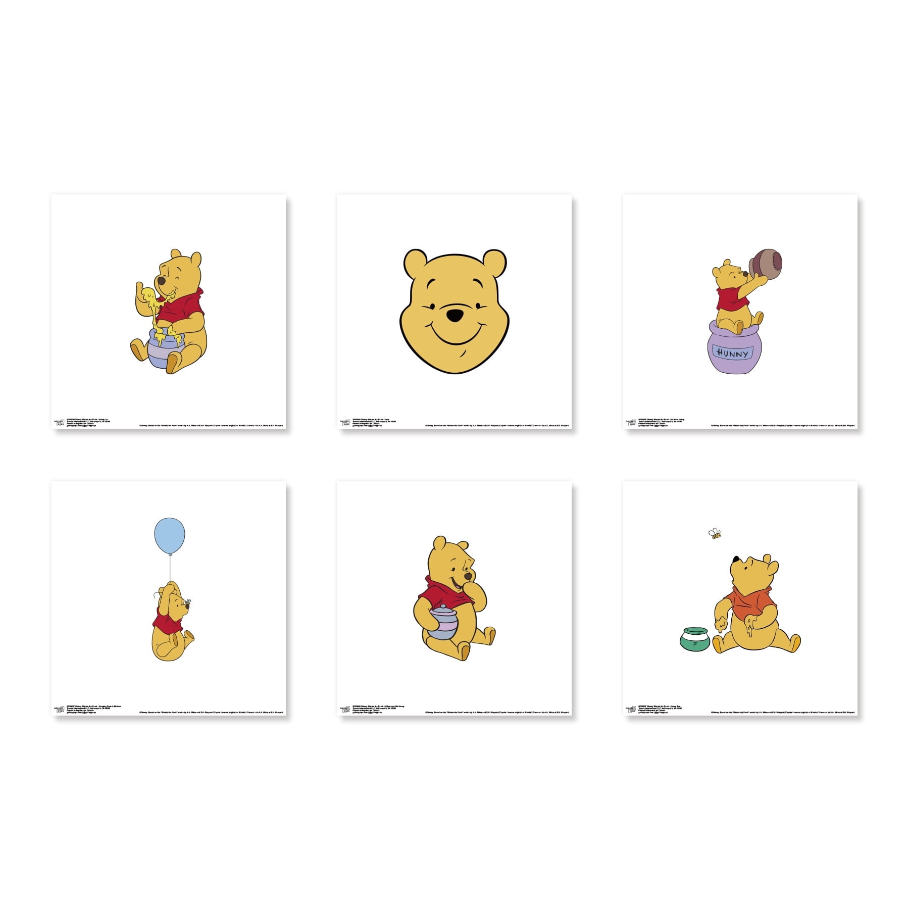 Gallery Pops Disney Winnie The Pooh - Classic Pooh Wall Art Bundle (6-Pack), Unframed Version, 12" x 12"