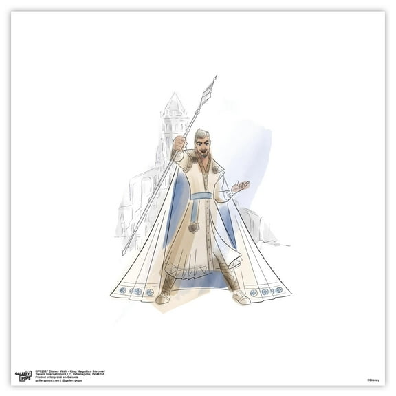 Gallery Pops Disney Wish - King Magnifico Sorcerer Wall Art, Unframed Version, 12" x 12"