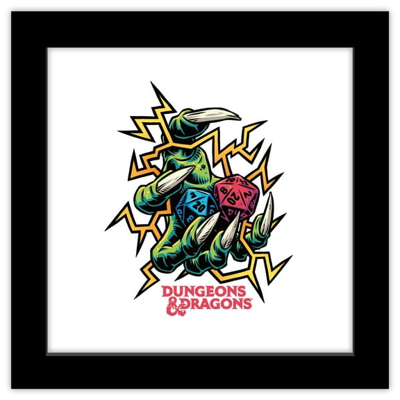 Gallery Pops Dungeons & Dragons - Black Light Critical Hit Wall Art, Black Framed Version, 12" x 12"
