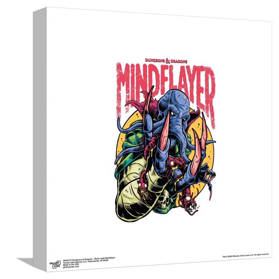 Gallery Pops Dungeons & Dragons - Black Light Mindflayer Canvas Wall Art, Unframed Version, 12" x 12"