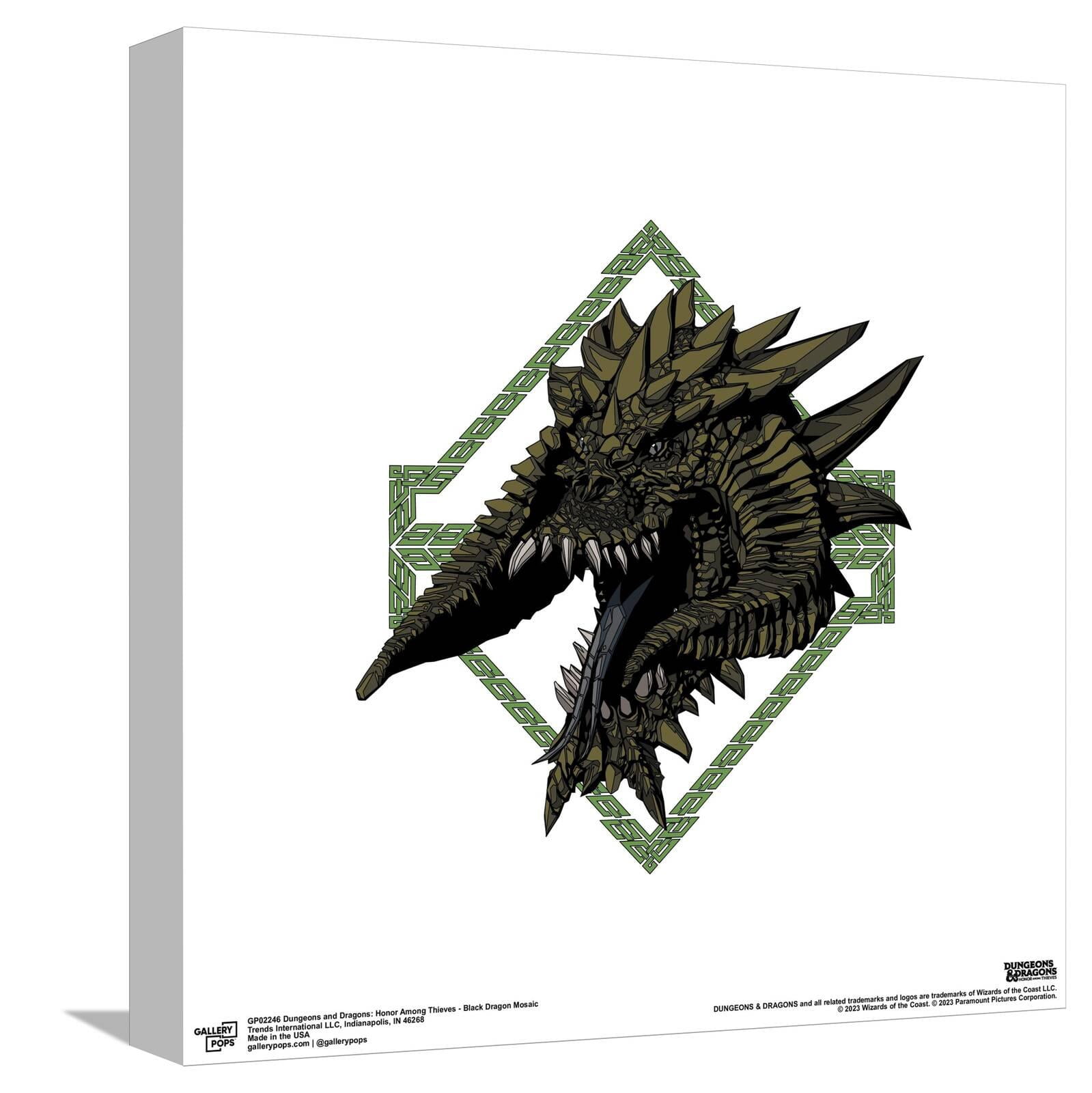 Gallery Pops Dungeons & Dragons: Honor Among Thieves - Black Dragon Mosaic Canvas Wall Art, Unframed Version, 12" x 12"