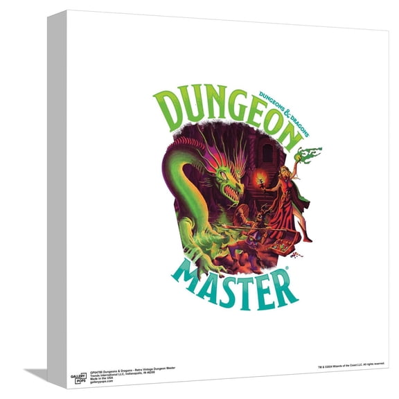 Gallery Pops Dungeons & Dragons - Retro Vintage Dungeon Master Canvas Wall Art, Unframed Version, 12" x 12"