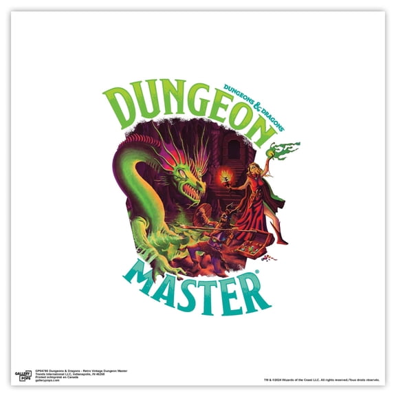Gallery Pops Dungeons & Dragons - Retro Vintage Dungeon Master Wall Art, Unframed Version, 12" x 12"