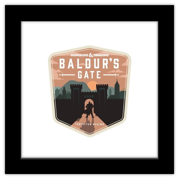 Gallery Pops Dungeons & Dragons - Travel Baldur's Gate Wall Art, Black Framed Version, 12" x 12"