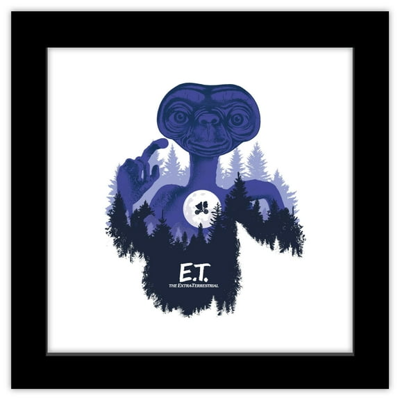 Gallery Pops E.T. The Extra-Terrestrial - E.T. Flying Bike Graphic Wall Art, Black Framed Version, 12" x 12"