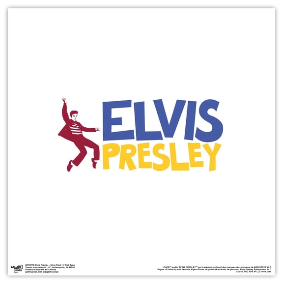 Gallery Pops Elvis Presley - Elvis Rock 'n' Roll Type Wall Art, Unframed Version, 12" x 12"
