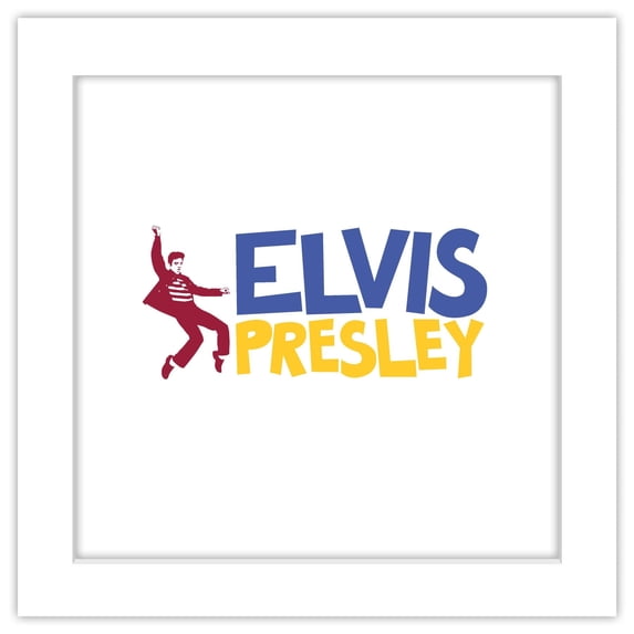 Gallery Pops Elvis Presley - Elvis Rock 'n' Roll Type Wall Art, White Framed Version, 12" x 12"