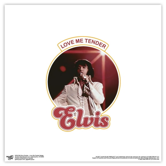 Gallery Pops Elvis Presley - Love Me Tender Badge Wall Art, Unframed Version, 12" x 12"