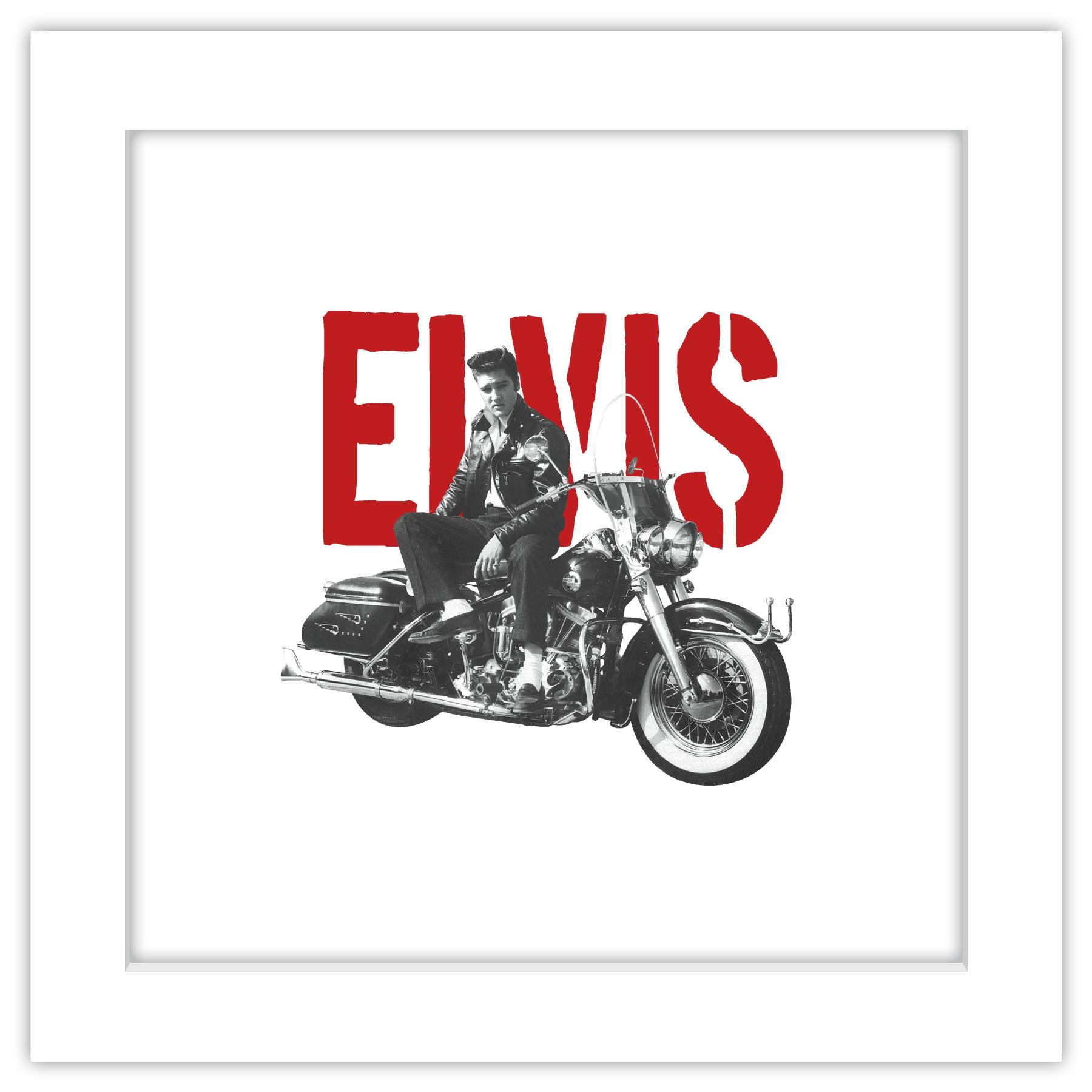 Gallery Pops Elvis Presley - Motorcycle Portrait Wall Art, White Framed ...