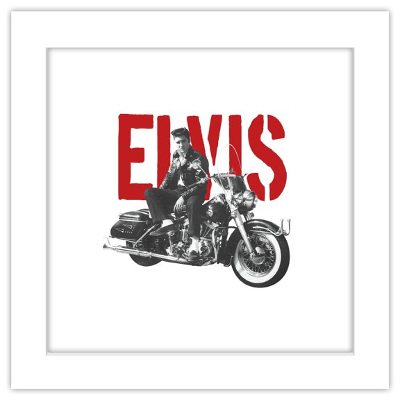 Gallery Pops Elvis Presley - Motorcycle Portrait Wall Art, White Framed Version, 12" x 12"