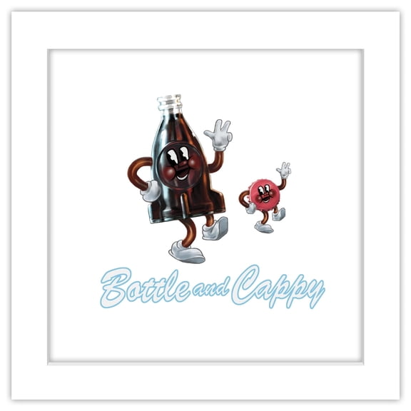 Gallery Pops Fallout 4 - Bottle and Cappy Nuka-Cola Wall Art, White Framed Version, 12" x 12"