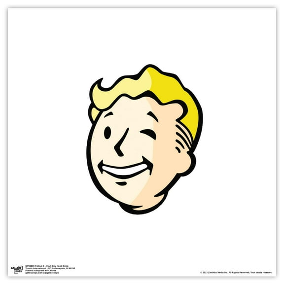 Gallery Pops Fallout 4 - Vault Boy Head Smile Wall Art, Unframed Version, 12" x 12"