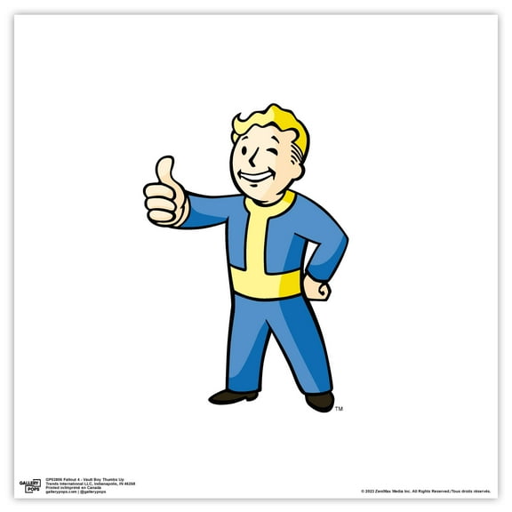 Gallery Pops Fallout 4 - Vault Boy Thumbs Up Wall Art, Unframed Version, 12" x 12"
