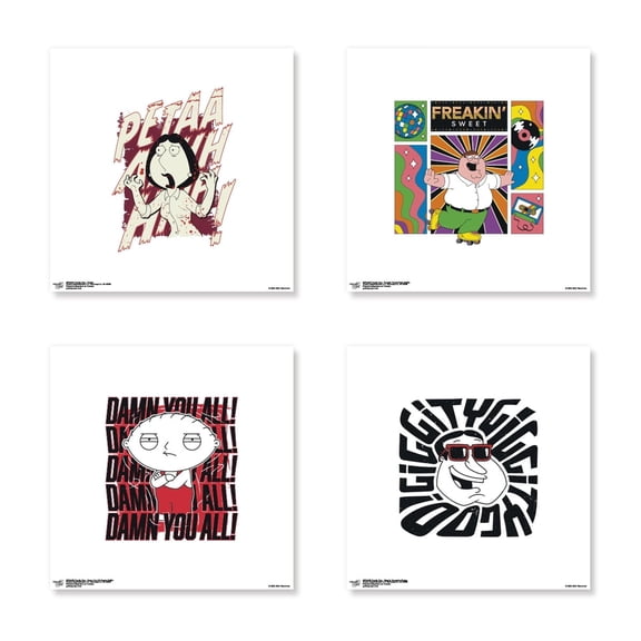 Gallery Pops Family Guy - Badge Wall Art Bundle (4-Pack)