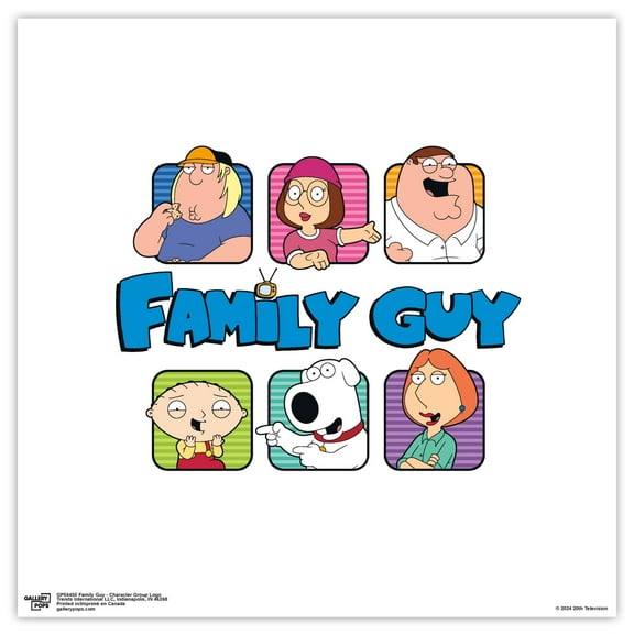 Gallery Pops Family Guy - Character Group Logo Wall Art, Unframed Version, 12" x 12"