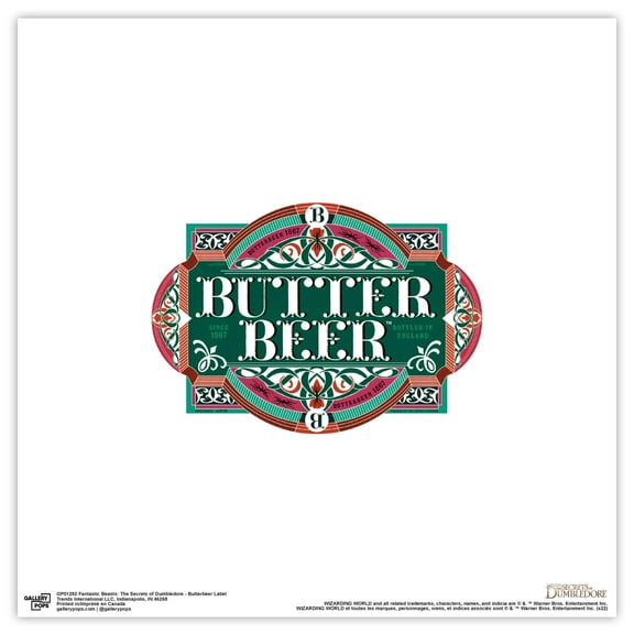 Gallery Pops Fantastic Beasts: The Secrets of Dumbledore - Butter Beer Label Wall Art, Unframed Version, 12" x 12"