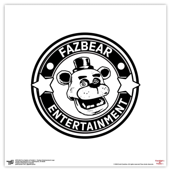 Gallery Pops Five Nights at Freddy's - Fazbear Entertainment Logo Wall Art, Unframed Version, 12" x 12"