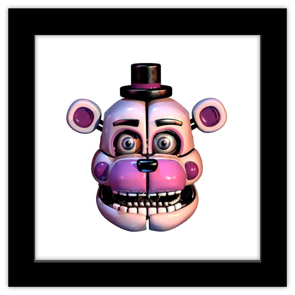 Gallery Pops Five Nights at Freddy's - Funtime Freddy Headshot Wall Art, Black Framed Version, 12" x 12"