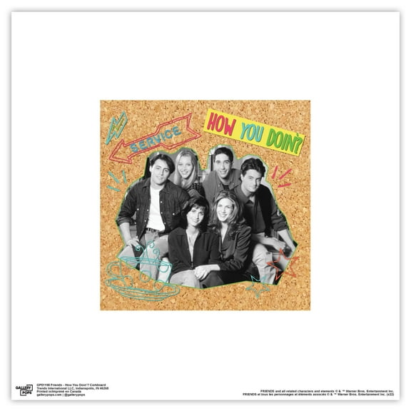 Gallery Pops Friends - How You Doin'? Corkboard Wall Art, Unframed Version, 12" x 12"
