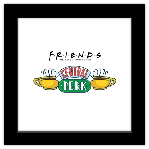 Gallery Pops Friends - Illustrated Central Perk Logo Wall Art, Black Framed Version, 12" x 12"