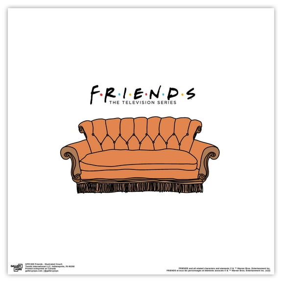 Gallery Pops Friends - Illustrated Couch Wall Art, Unframed Version, 12" x 12"