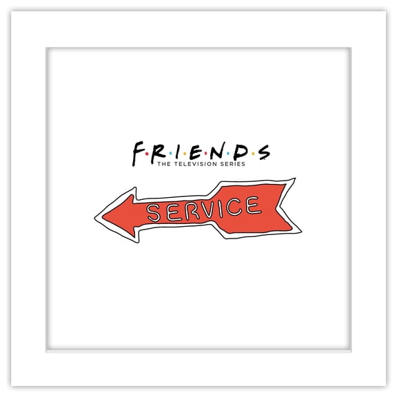 Gallery Pops Friends - Illustrated Service Sign Wall Art, White Framed Version, 12" x 12"