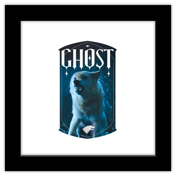 Gallery Pops Game of Thrones - Ghost Wall Art, Black Framed Version, 12" x 12"