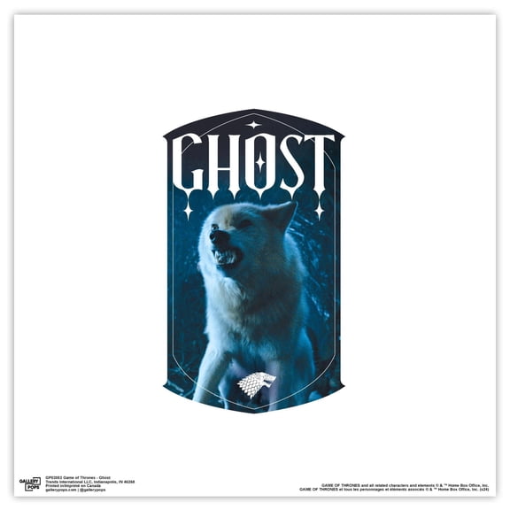 Gallery Pops Game of Thrones - Ghost Wall Art, Unframed Version, 12" x 12"