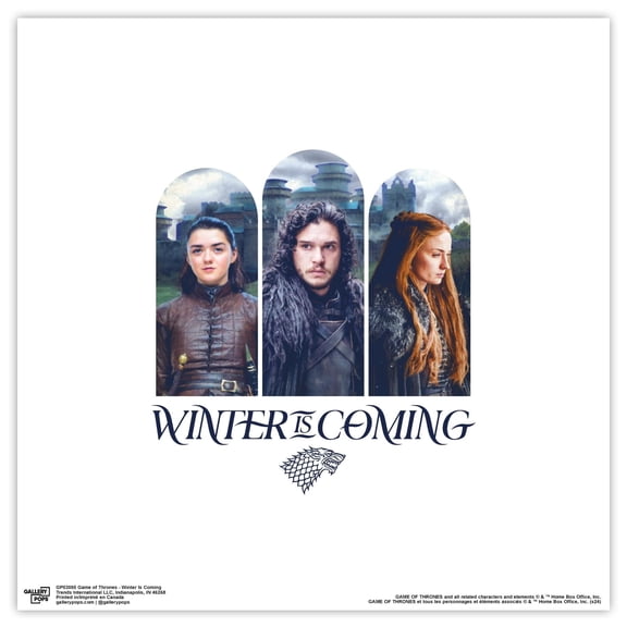 Gallery Pops Game of Thrones - Winter Is Coming Wall Art, Unframed Version, 12" x 12"