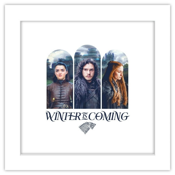Gallery Pops Game of Thrones - Winter Is Coming Wall Art, White Framed Version, 12" x 12"