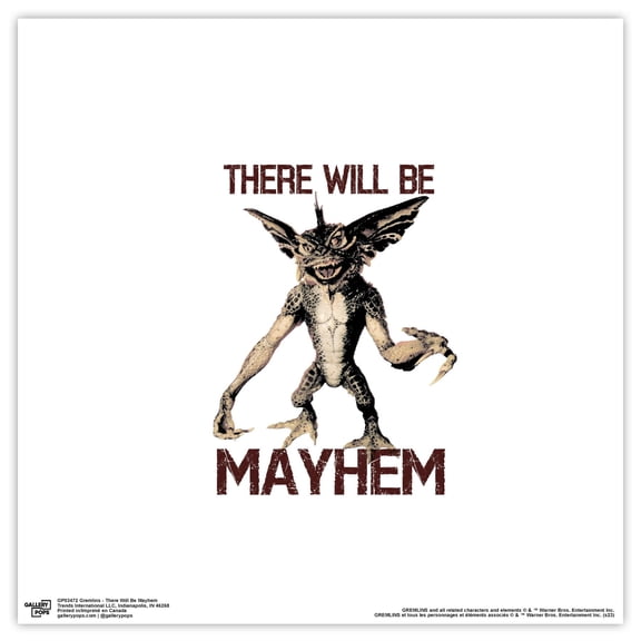 Gallery Pops Gremlins - There Will Be Mayhem Wall Art, Unframed Version, 12" x 12"