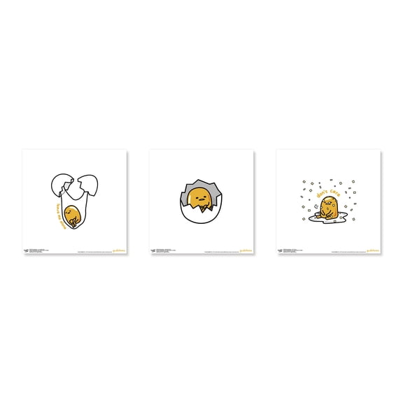 Gallery Pops Gudetama - Lazy Egg Wall Art Bundle (3-Pack), Unframed Version, 12" x 12"