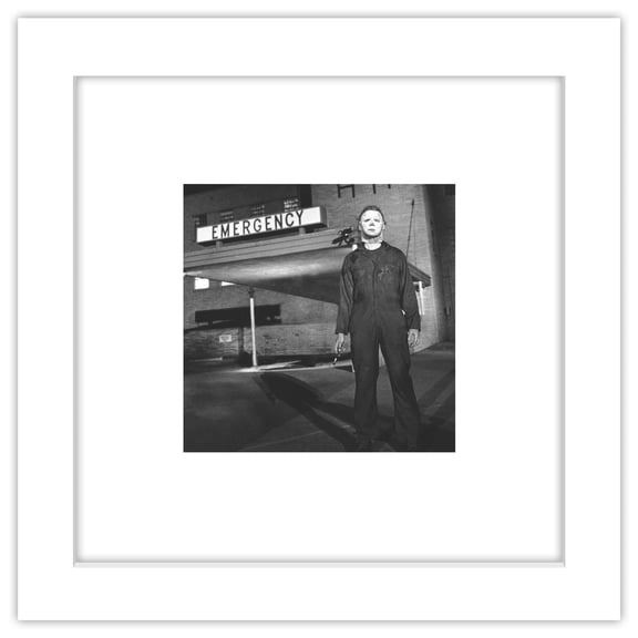 Gallery Pops Halloween II - Director Stills Michael Myers Emergency Wall Art, White Framed Version, 12" x 12"